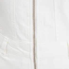 Combishort zippée en jean ecru femme