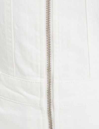 Combishort zippée en jean ecru femme