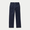 Pantalon droit en velours bleu marine femme