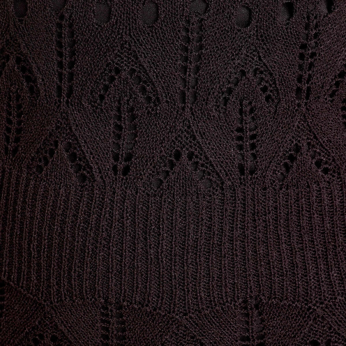Robe pull évasée ajourée noir femme