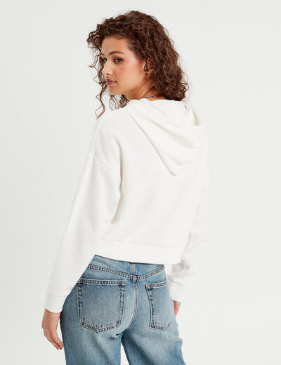 Sweat à capuche ecru femme