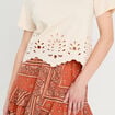 T-shirt broderie anglaise ecru femme