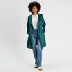 Trench long cintré suédine bleu canard femme