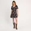 Robe évasée manches courtes noir femme