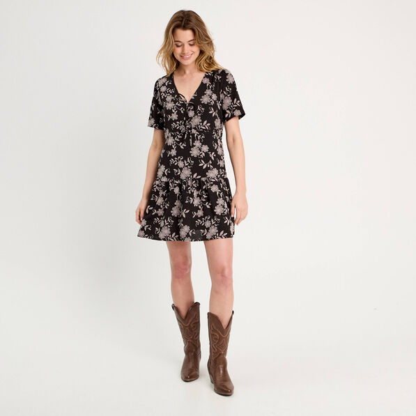 robe evasee manches courtes noir femme Robe évasée manches courtes noir femme