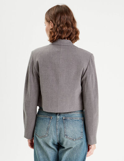 Veste blazer droite courte gris foncé femme