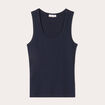 Débardeur côtelé col rond bleu marine femme