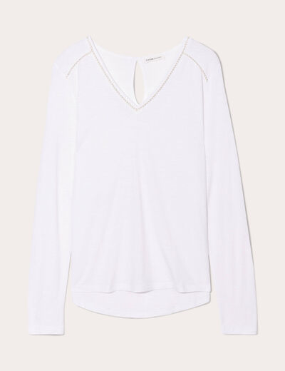 T-shirt manches longues blanc femme