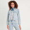 Veste droite en jean rose clair femme