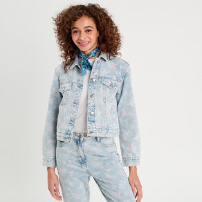 Veste droite en jean rose clair femme