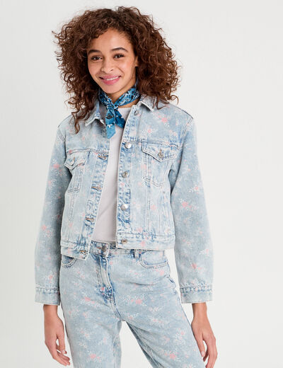 Veste droite en jean rose clair femme