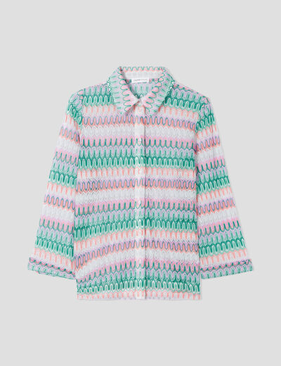 Chemise aspect crochet beige femme