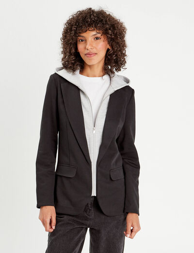 Veste blazer 2-en-1 gilet noir femme
