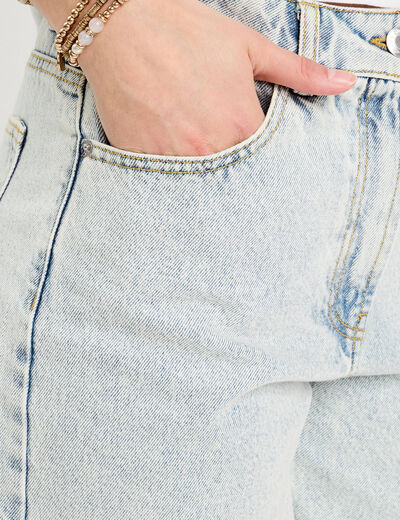 Short large en jean denim bleach femme