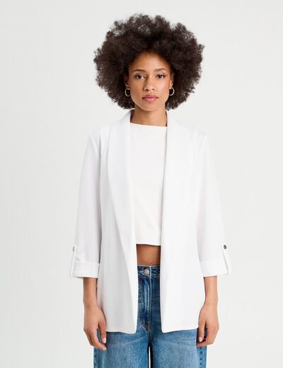 Veste blazer manches 3/4 ecru femme