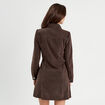 Robe chemise droite en jean marron foncé femme
