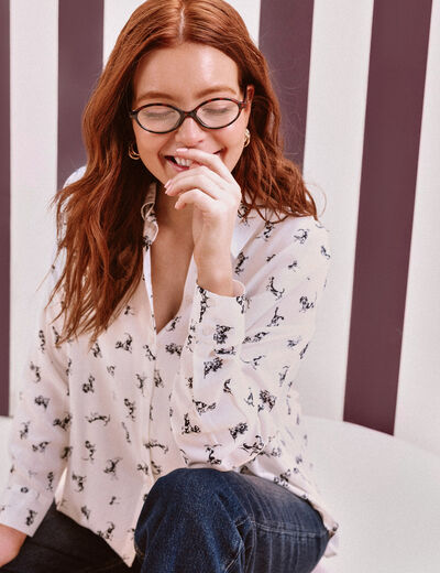 Chemise droite longue blanc femme