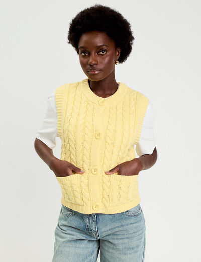 Gilet sans manches jaune clair femme