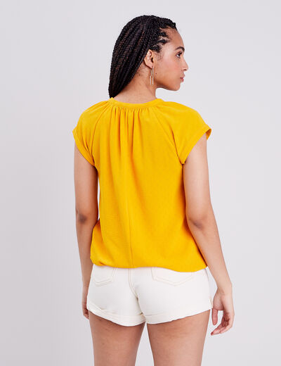 Blouse manches courtes jaune foncé femme
