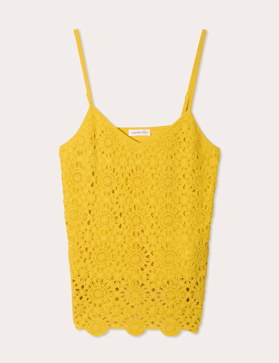 Débardeur effet crochet jaune citron femme
