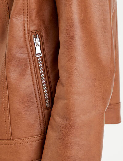 Veste droite zippée beige femme