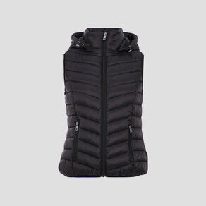 Doudoune droite à capuche noir femme