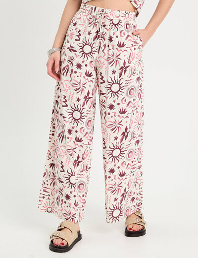 Pantalon large rose femme