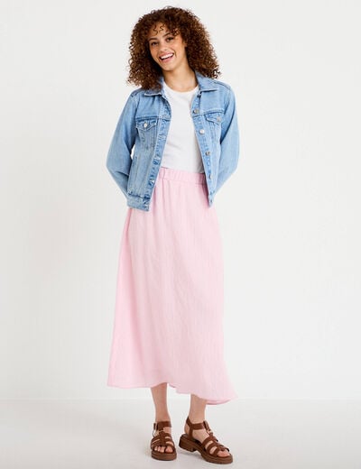 Jupon &eacute;vas&eacute; longueur 3/4 rose femme
