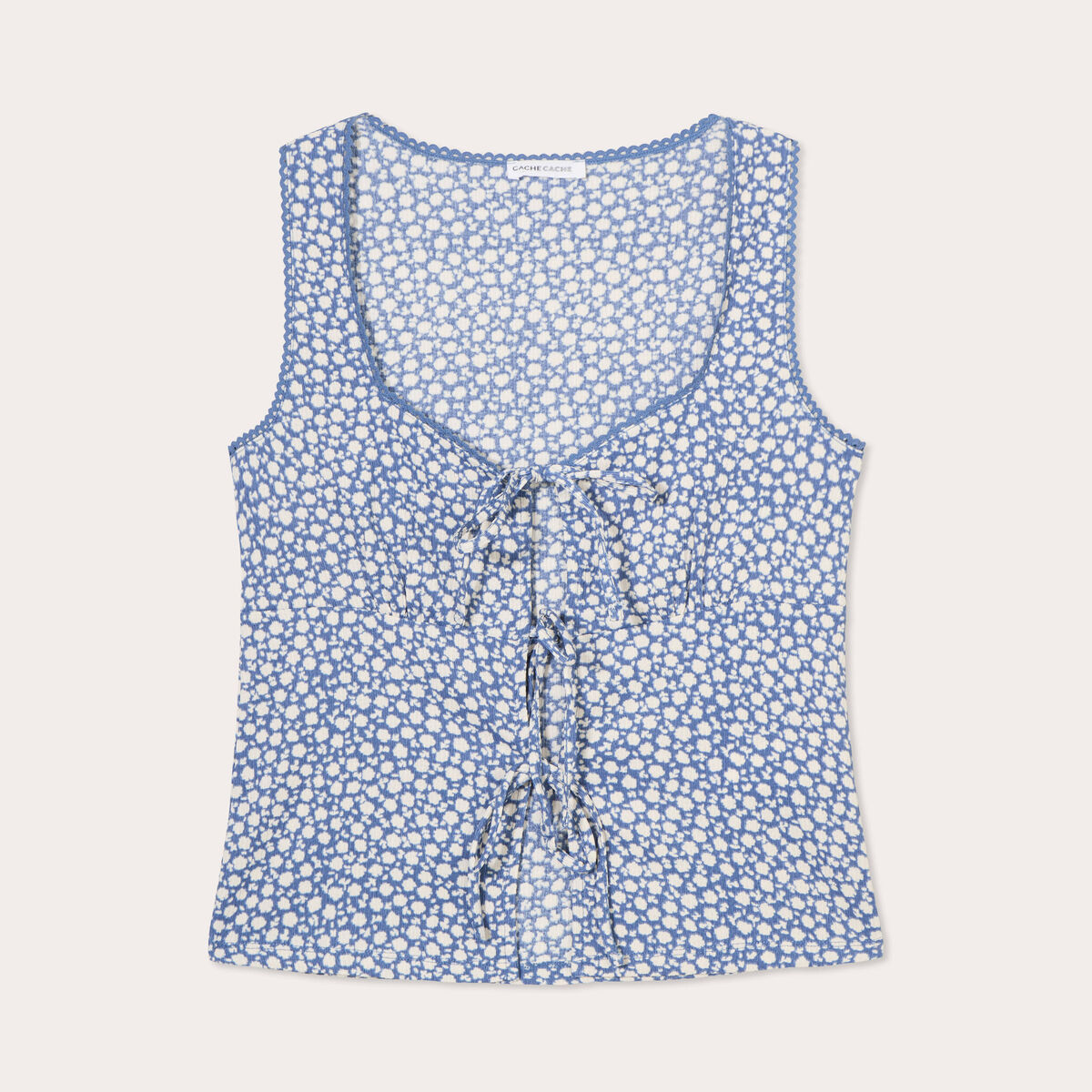 Débardeur avec noeuds bleu gris femme