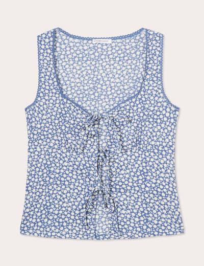 Débardeur avec noeuds bleu gris femme