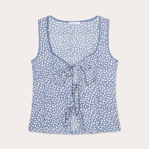 debardeur avec noeuds bleu gris femme Débardeur avec noeuds bleu gris femme