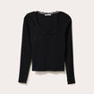 T-shirt manches longues côtelé noir femme