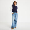 T-shirt pull sans manches 2-en-1 bleu marine femme
