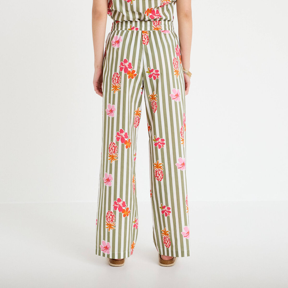 Pantalon large taille standard blanc femme