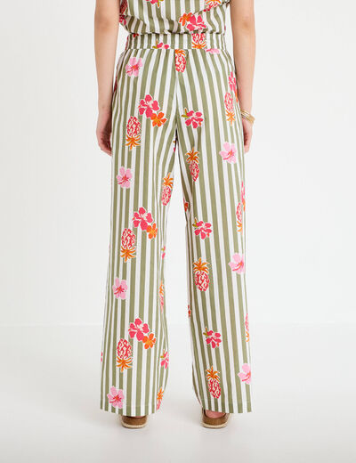 Pantalon large taille standard blanc femme