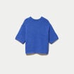 Pull col rond manches courtes bleu electrique femme