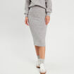 Jupe tricot midi droite gris clair femme