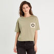 T-shirt manches courtes vert kaki femme