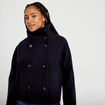 Veste chin&eacute;e col montant manches longues bleu marine femme