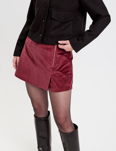 Jupe-short moulante velours bordeaux femme