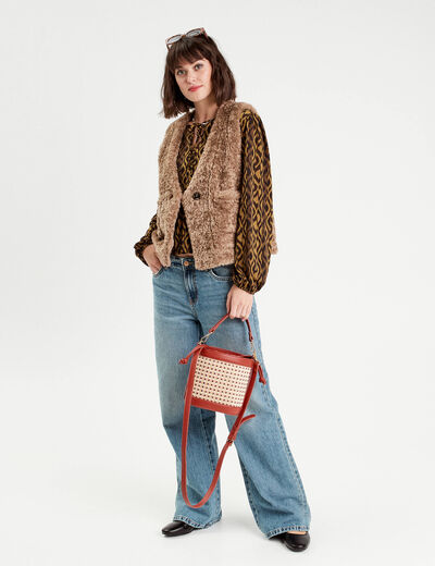 Blouse manches longues marron femme