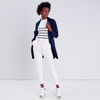 Manteau droit manches longues bleu marine femme