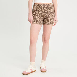 Short large en jean beige femme
