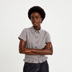 Chemise cintr&eacute;e manches courtes marron femme