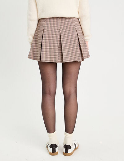 Jupe évasée plissée beige femme