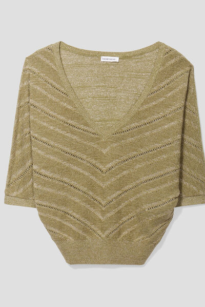 Pull manches chauves-souris vert kaki femme