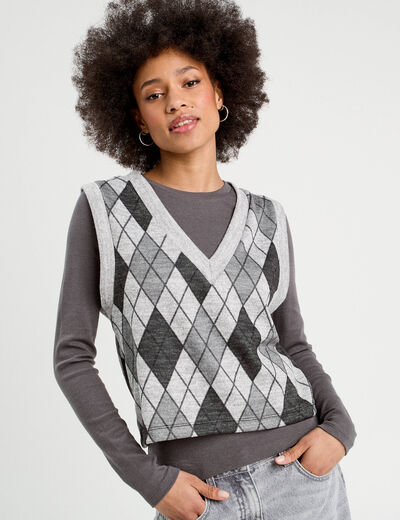 Pull sans manches gris clair femme