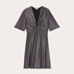 Robe évasée fils métallisés gris argent femme