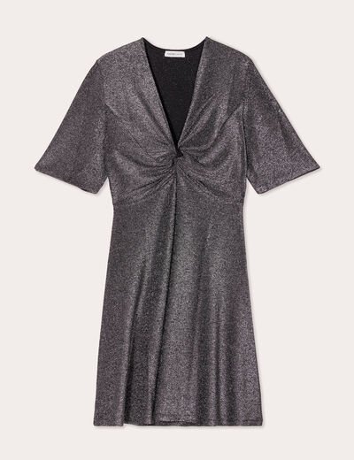 Robe évasée fils métallisés gris argent femme
