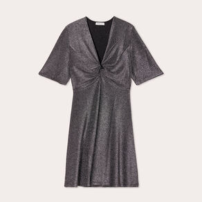 robe evasee fils metallises gris argent femme Robe évasée fils métallisés gris argent femme